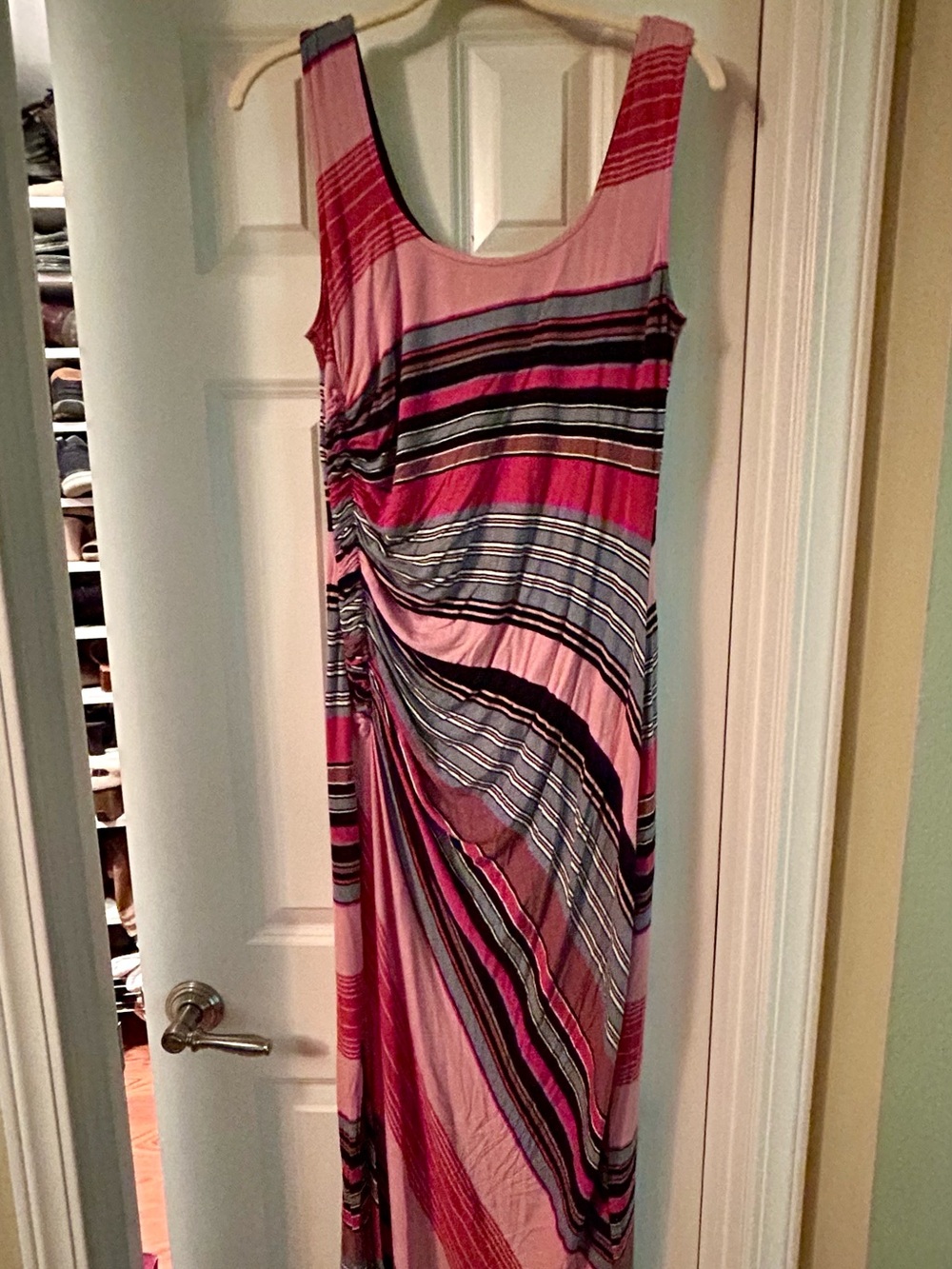 Sleeveless Pink Striped Maxi Dress - Size L